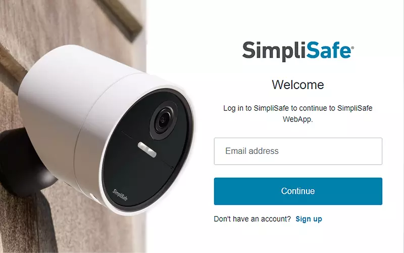 Simplisafe Camera login  Page